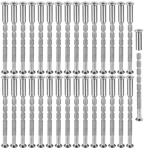 30 Piezas de Tornillos de Caja M3, Tornillos de Conexión M3x60 mm con Manguitos de Conexión M3x16 mm, Tornillos para Manijas de Puertas, Tornillos de Ruptura para la Fijación de Manijas de Puertas