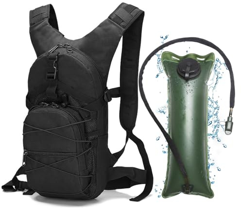 RAPIDSKY Mochila de hidratación táctica, bolsa de agua ligera de 3 litros, mochila de senderismo con burbuja de agua para hombres, mujeres, ciclismo, correr, caza