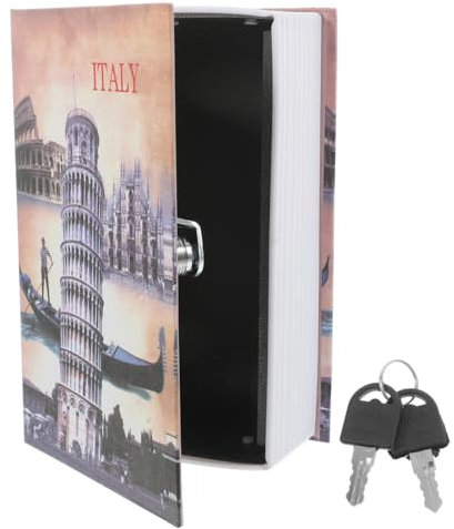 HOMSFOU Cassaforte a Libro Con Serratura a Chiave, Scatola Di Libri Falsi Decorativa Per Soldi e Gioielli, Contenitore Segreto Compatto Per Documenti, Uso Multiuso Per Casa e Ufficio