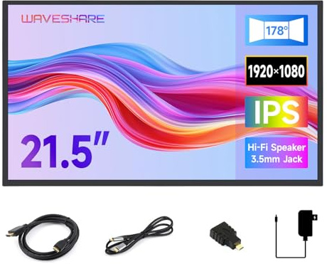 Waveshare Luck-fox 21.5inch Portable Monitor With Stand, 1920 x 1080, 120Hz High Refresh Rate, 178° Viewing Angle, IPS Screen, Full-Featured Type-C Interface, No Touch