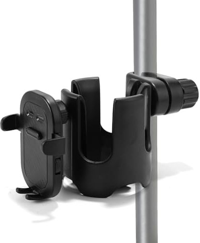 2-in-1 Mic Stand Cup Phone Holder, Black Universal Bottle Phone Holder Microphones Accessories for Concert Hall Recording Studio Stage Performance Dance Studio Music Stand