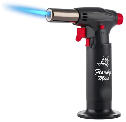 SOLEILUX Bruciatore Cannello da cucina Con Accensione Piezo Fiamma Ossidrica da Cucina con Blocco di Sicurezza e Fiamma Regolabile per Dessert, Crème Brûlée caramellizzatore per cuochi professionisti