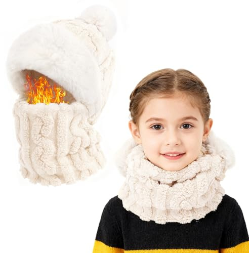 TAGVO Cagoule Bonnet Tricoté d'hiver pour Enfants, Cagoule Balaclava Masque De Ski en Doux Polaire de Chaud Coupe-Vent Thermique Élastique pour Garçons et Filles