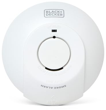 BLACK+DECKER Mains Smoke Alarm. Mains Powered Smoke Detector, Interlinked Wired with Battery Back Up. Optical Smoke Alarm for Home with FAST FIX Easy Install Base and Test Button. White