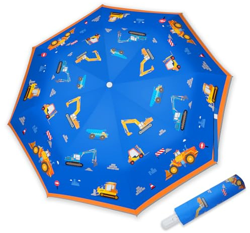 omedecal Barnparaply Magic med handtag och säkerhetsreflektorer, Byggfordon