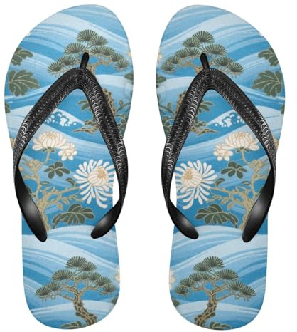 siphylline blue mountain krysantemum vit gummi flip flops kudde strandsandaler för utomhussimning, vandring, resor