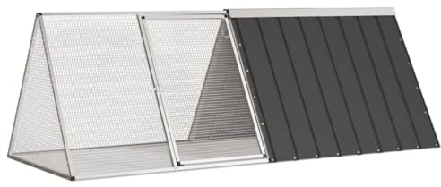 Mhdvray Jaula para conejos – Recinto de acero galvanizado para conejos y animales pequeños – Estable conejera con sistema de cierre, 201,5 x 80,5 x 71 cm, color antracita