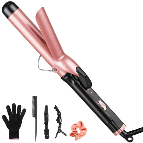 Large Curling Tong 32mm Ceramic Curling Iron Wand for Soft Bouncy & Waves | Hair Curler Wand with 2 Temperature Settings, Long-Lasting Curls for Long & Medium Hair, Fast Heat-Up, Dual Voltage