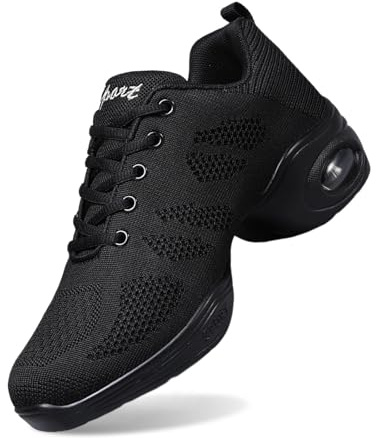 Scarpe per Diabetici da Donna Sportive Ballo e Allenamento con Cuscino d' Sneaker Eleganti Fitness Quotidiano Ideale Danza Sport Tempo Libero (Black, 35)