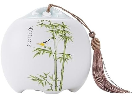 tebehållare Keramisk tebehållare med förseglat lock och tofs Hushåll(Green,Små)