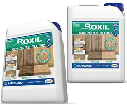Roxil Tratamiento de Fondo Impermeabilizante Transparente para Madera Exterior - 5L x 2 - Proporciona Hasta 10 Años de Protección e Impermeabilización Incolora