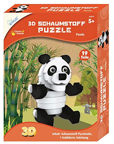 Mammut 156011 - Bastelset 3D Puzzle Panda, Puzzlespiel mit Safari Tieren, Tierpuzzle aus Schaumstoff, Komplettset mit Puzzleteilen und Anleitung, Kreatives Puzzleset für Kinder ab 5 Jahre