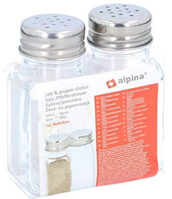 Glass Salt and Pepper Shakers Set of 2 Square Salt Pepper Pots Dispensers Cruet Jars Seasoning Spice Shakers, Transparent, Mini/Small, 4 x 4 x 9cm