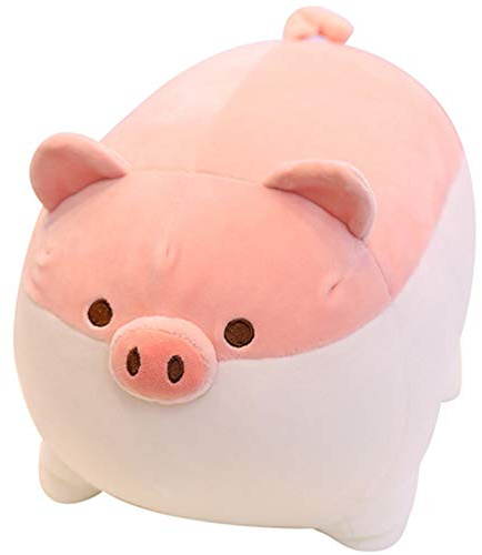 OUKEYI Morbido cuscino a forma di maialino, colore rosa, idea regalo per bambini/coppie, grande cuscino in peluche da abbracciare