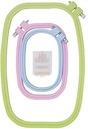 LAMXD Cerceau à broder rectangulaire carré de 3 tailles - Outil de couture pour travaux manuels, couture (multicolore)