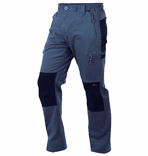 NEWWOOD - Brent Pantalón Algodón Fino Elástico Senderismo y Trekking Hombre Azul Denim Gris 46