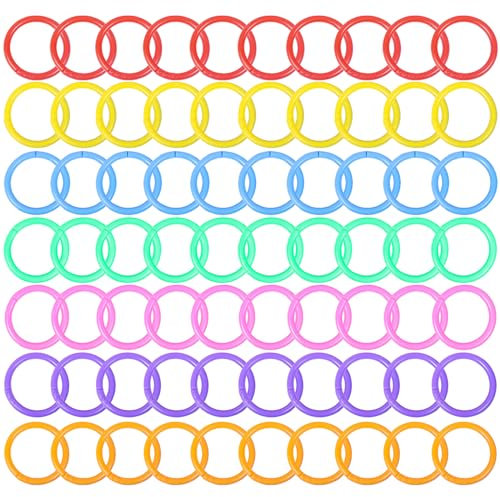 RTRTGS 70 Stück Binder Ringe Kunststoff Lose Blatt Buch Ringe Notizringe Bücherringe Keychain für Fotoalbum Scrapbook Album Handwerk Papier Karten