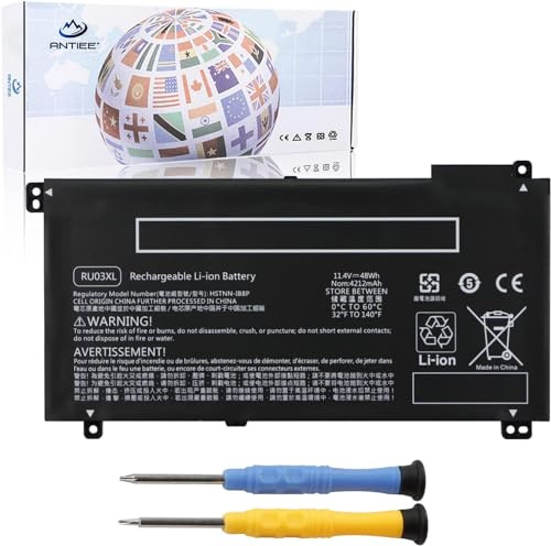 ANTIEE RU03XL 708462-001 Laptop Batterie pour HP Probook X360 11 G3 G4 G5 G6 Series Notebook HSTNN-IB8P HSTNN-LB8K L12717-1C1 HSTNN-UB7P L12791-855 L1271717171 7-54 11 L12717-171 L12717-421 11.4V