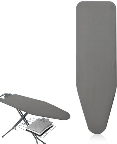 WIYETY Housse de table à repasser, 120 x 40 cm, en coton, anti-brûlure, pour table à repasser, pour fer à repasser, gris argenté