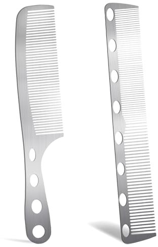 Aeaocvo Pettine in metallo, 2 pezzi, per parrucchiere, in metallo, per uomo e donna