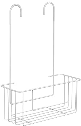 TATAY Colgador Ducha 100% Inoxidable | Resiste Humedad y Corrosión | Fácil Montaje Sin Taladro | Diseño Moderno | Cesta Ducha Colgar con Drenaje Eficiente | Fácil Limpieza | 28 x 12,5 x 39 cm - Blanco