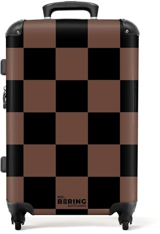 NoBoringSuitcases.com® Valise Grande Taille, 67 cm 72L, Grande Valise Rigide a Roulette, Trolley Légère, Valise 23kg, Bagage avec Blocs - Noir et Marron, Valise pour Avion
