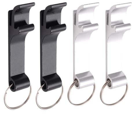 4 Pezzi Portachiavi Apribottiglie,artiglio in alluminio, Apribottiglie Birra, per Feste in Casa, Barbecue allAperto, Gioco Creativo, Partito, nero e argento