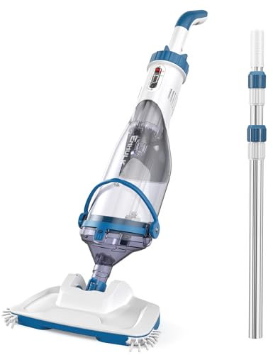 Enhulk Batteria aspiratore per piscina, 2025, testa larga 34 cm, durata fino a 60 minuti, pulitore per piscina con 3 filtri e asta telescopica, aspirazione fino a 4200 l/h, ideale per piscina