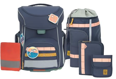 LÄSSIG Set di borse per la scuola da 7 pezzi per bambini/School Set Slim Unique navy