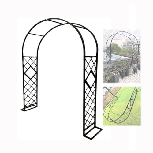 Arco de jardín de metal estilo francés con enrejado de acero con ancho ajustable (140 340 cm) y altura 230 cm, elegante arco para decoración al aire libre y eventos