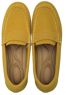 Women's Lightweight Knitted Loafers Casual Flat Shoes Comfortable Boat Shoes Flat Bottomed Breathable Shoes-Ginger-8.5