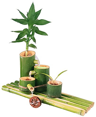 Fontana in bambù con Pompa dell'Acqua, Fontana Ornamentale per Interni ed Esterni, Decorazione per Giardino Giapponese, Fontana Zen, Fontana per Acquario, 100 cm
