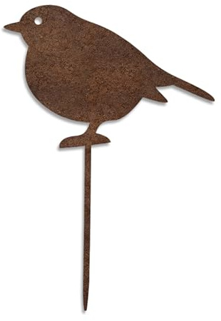Decorazioni per Vasi (14x9) - Animali Metallo - Animali da Giardino per Esterno Uccelo Metallo - Picchetti Decorativi da Esterno da Piantare nel Terreno
