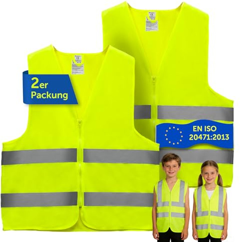 Brovamo 2 Piezas Chaleco Reflectante, Chaleco Alta Visibilidad para Niños y Adultos, Chaleco de Seguridad Ideal para Automóviles, Motocicletas y Obras de Construcción (2, S)