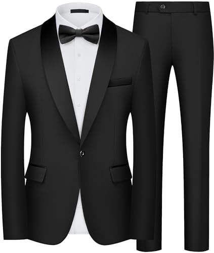 Costume Homme 2 Pièces Slim Fit Smoking Revers Châle Mariage Cérémonie Chic