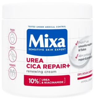 Mixa Crema Corpo Rigenerante, Per Pelle Secca e Ruvida, Pelle Idratata e Lenita per 48H, Barriera Cutanea Riparata e Protetta, Con il 10% di Urea e Amino acid, Urea Cica Repair +, 400 ml
