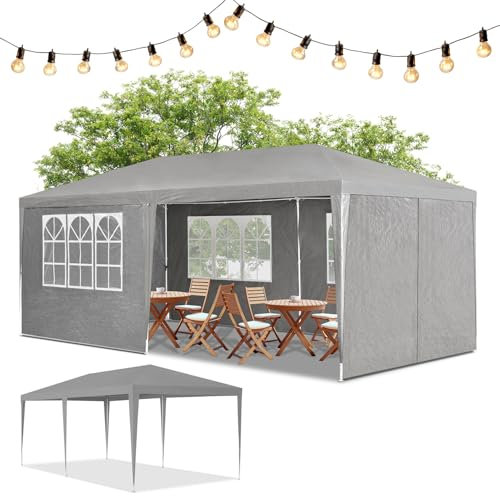 Juskys Tente de réception 3 x 6 m, Gris - pavillon de Jardin avec Toit & parois latérales - Tente de Jardin avec 18 m² de Surface au Sol - Protection Contre Le Soleil
