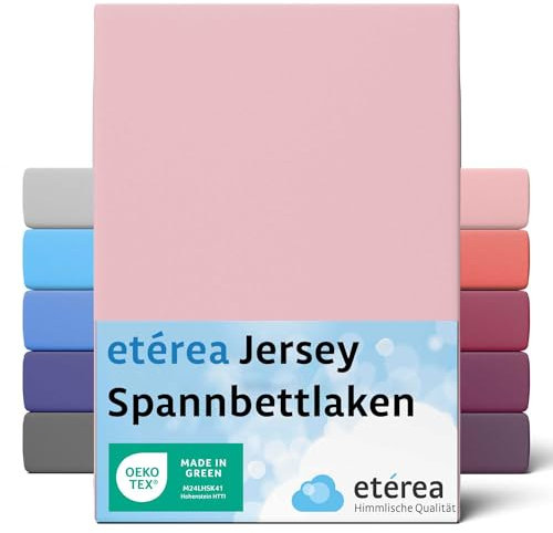 etérea Jersey Spannbettlaken 140x200cm - 160x200cm Zartrosa bis 25 cm Höhe - 100% Baumwolle Spannbetttuch Oekotex - Bed Sheets Leintuch Bettbezug - Bettlaken 140x200 cm - 160x200 cm - Rosa
