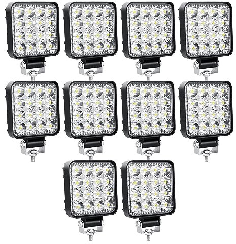Willpower 10pcs Focos Led 3.3 pulgadas 8.4cm 48W Faros Led Mini 12V 24V Barra LED Luz Trabajo LED IP67 Impermeable 6000K Antiniebla LED para Tractor 4x4 Coche Camión Barco Off Road ATV UTV SUV 4WD