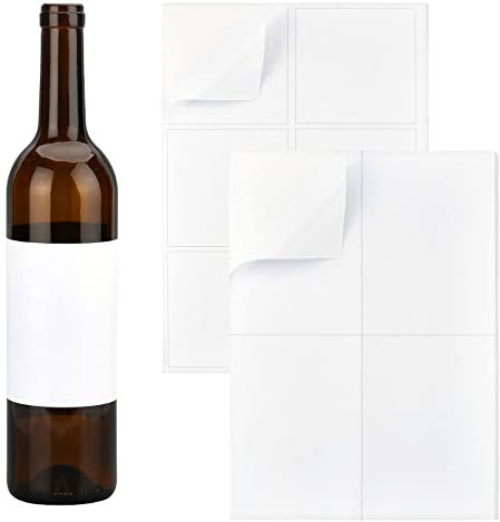 PandaHall 100 Stück Leeres Weinetikett 2 Größen Mattweißer Etikettenaufkleber 9.3X9.6cm/14.8x10.5cm Selbstklebende Weinflaschenetiketten Inkjet-Bedruckbare Aufkleber Für Hausgemachte Weinhochzeits