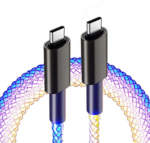 GELRHONR 66 W USB-C-till-C-snabbladdningskabel, typ C RGB-laddningskabel med gradvis belysning för smartphone, surfplatta, bärbar dator, powerbank, bil, sovrum, 9,5 m