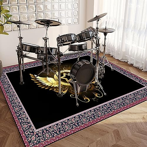 SOSTAG Schlagzeugteppich 180 x 160 cm Drum Teppich, Schallschutz Teppich rutschfeste Trommel Teppiche für Akustik Schlagzeug E Drum Kits Bass Drum Elektronisch Snare Klavier Musikinstrumente Teppich