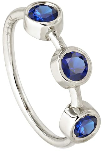 Solid 14K White Gold Nose Hoop 20G Nose Ring Bezel Set 3-Stone Blue Sapphire Nose Hoop - Ear Cartilage Ring - September BirthStone Nose Ring NH3BZ20-SPWG