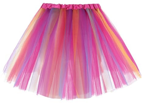 Regenbogen Tüllrock Damen 3 Lagen Ballettrock Minirock Prinzessin Tanzkleid Mädchen Tüll Tanz Röcke für Frauen Mädchen