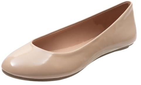 Lower East Side Womens Chelsea Round Toe Flats Nude Patent 6M