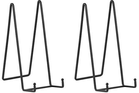 Support Assiette Porte Assiette Chevalet - Présentoir Chevalet pour Assiette Décorative - Support Cadre Photo en Métal - Chevalets de Table pour Assiettes Extra Grandes - Noir - 2 Pièces - 30,5 cm