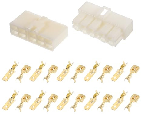 A ABSOPRO Kit di Connettori Elettrici per Auto a 10 Pin Impermeabili Serie 6.3 Maschio Femmina Terminali Cavo Alloggiamento Plastica Rame Beige