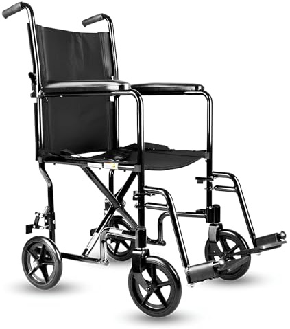DYHQQ Fauteuil Roulant De Transport Portatif Supporte 220 Lb Chariot Pour Personnes Âgées Et Enfants Fauteuil Roulant Transport Léger En Aluminium Fauteuils Roulants Pliants Voyage En Avion