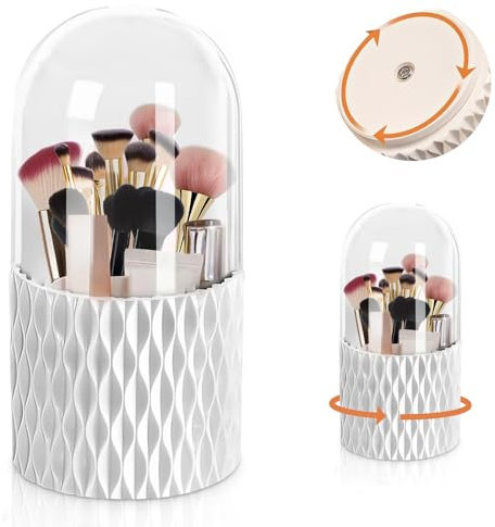 Gebrazy Organisateur de Maquillage Cosmétique, Organisateur Cosmétique Rotatif à 360 °, Organisateurs Cosmétiques pour Décoration de Pièce, Coiffeuse, Chambre à Coucher, Salle de Bain (Blanc)