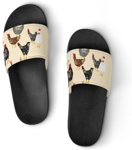 VYJLOO Claquettes Femme Poulet Pantoufles De Bain Antidérapantes Sandales Chaussons De Maison Slide